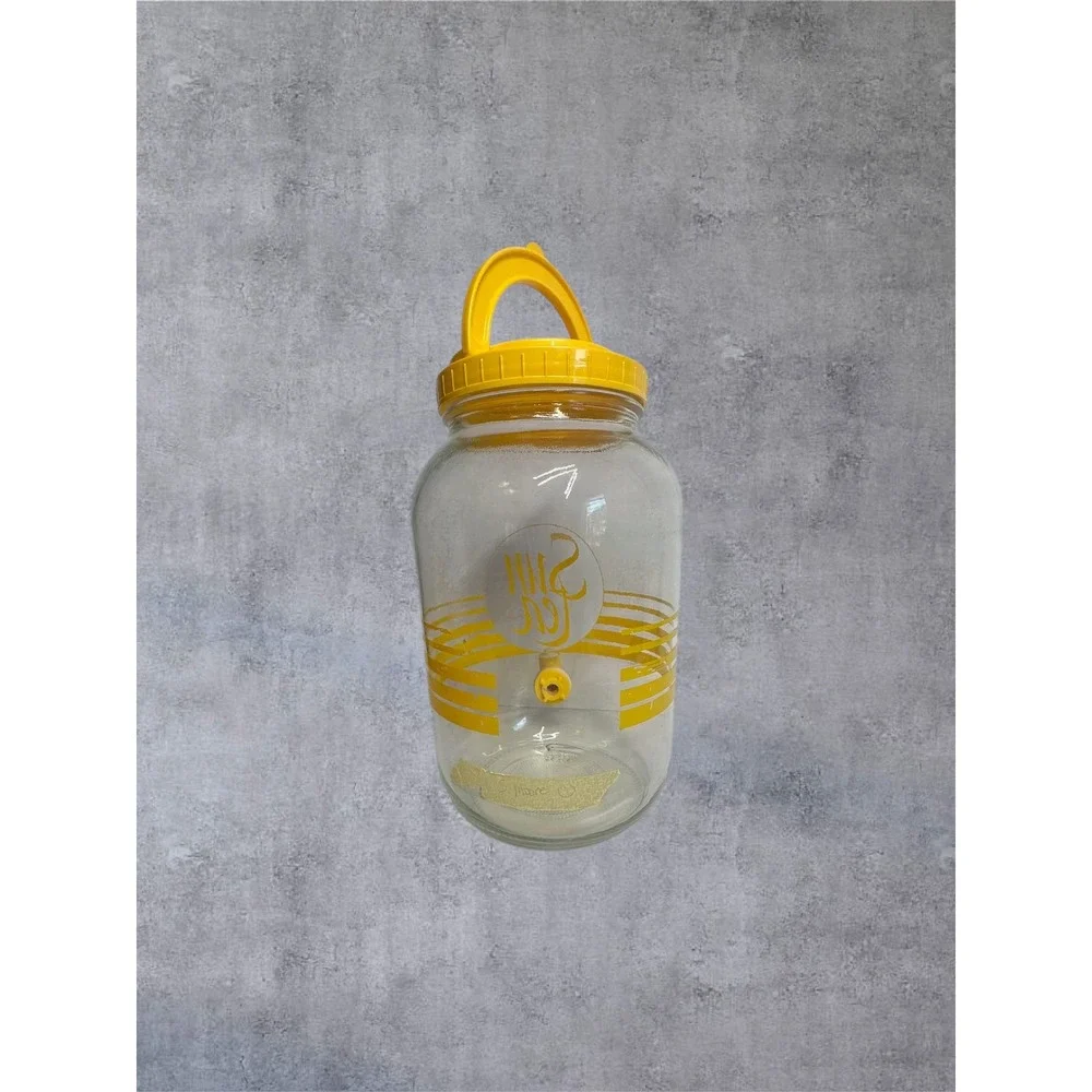 Miner Container Inc Sun Tea Glass Beverage Dispenser Yellow 1 Gallon Retro EXCL